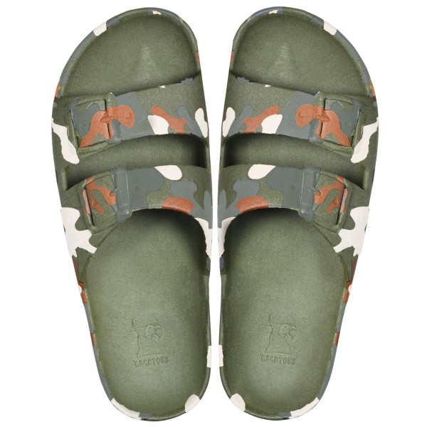 sandale cacatoès imprimé camouflage kaki vue de face